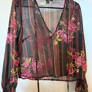 Floral Sheer V-Neck Top